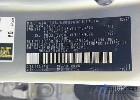 2023 Toyota Corolla Cross L from USA, damaged, VIN 7MUAAAAG1PV050373